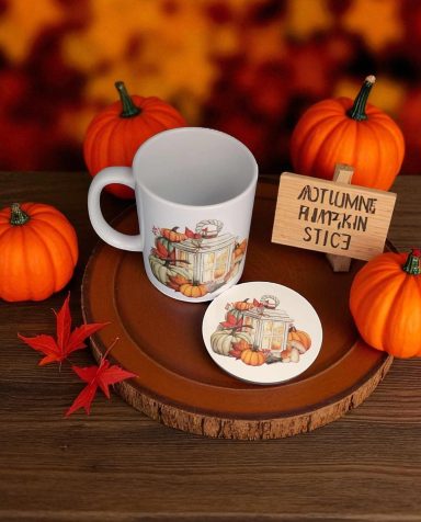 autumn cup and coaster set